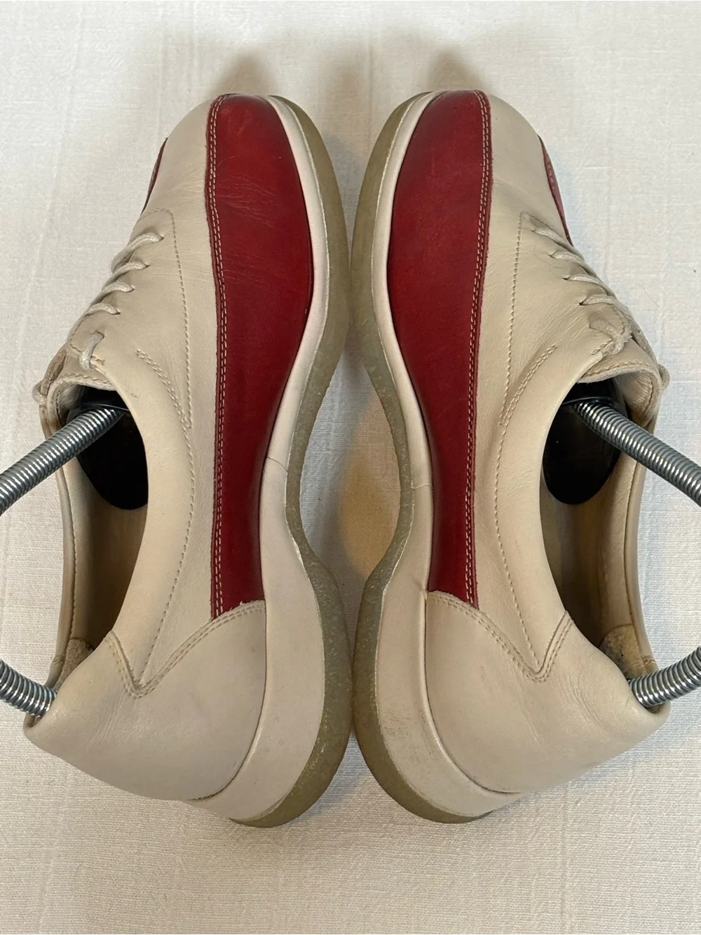 Vintage Mephisto Air Jet Two-Tone Leather Sneakers-Red/Cream-Women Size 7